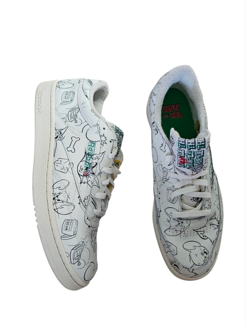 Reebok Club C 85 x Tom and Jerry Sketch Men Size 14 White Black Sneaker FX4011